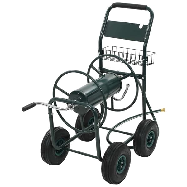 vidaXL Slangvagn med 1/2" slangkoppling 75 m stål Grön
