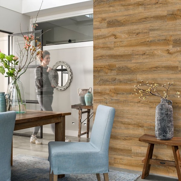 WallArt Väggpaneler träimitation återvunnen ek vintagebrun Brun