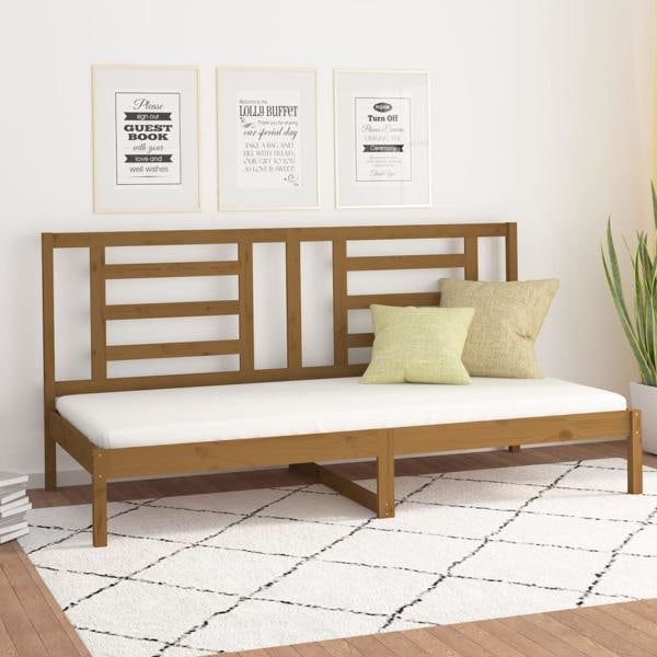 vidaXL Dagbädd honungsbrun 90x200 cm massiv furu Brun