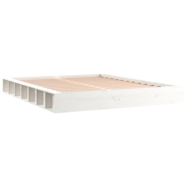 vidaXL Sängram massivt trä 150x200 cm vit Vit