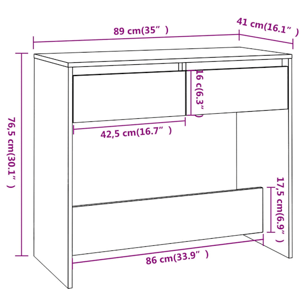 vidaXL Avlastningsbord sonoma ek 89x41x76,5 cm konstruerat trä Beige