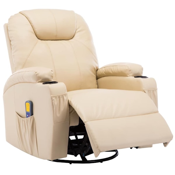 vidaXL Gungande massagefåtölj justerbar gräddvit konstläder Creme