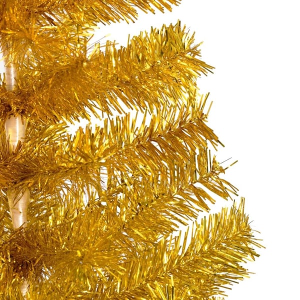 vidaXL Belyst plastgran med kulor guld 150 cm PET Guld