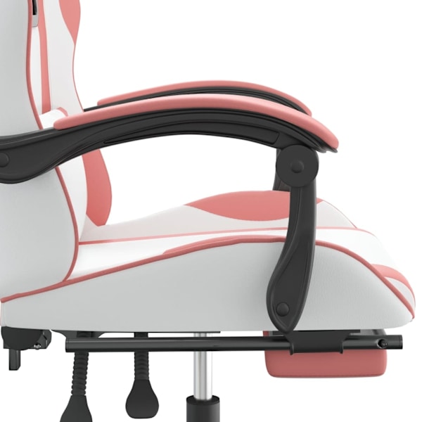 vidaXL Gamingstol med fotstöd vit och rosa konstläder Rosa