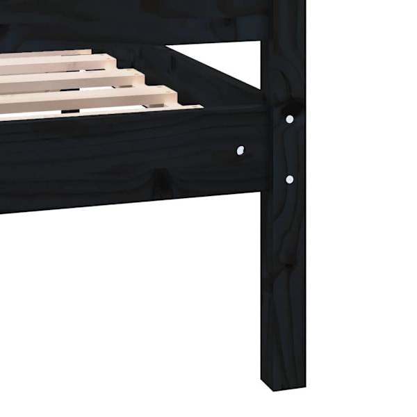 vidaXL Sängram svart massivt trä 90x200 cm Svart