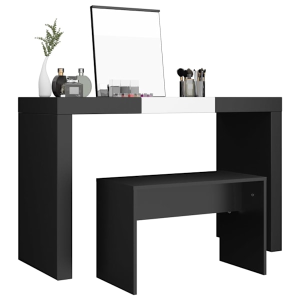 vidaXL Sminkpall svart 70x35x45 cm konstruerat trä Svart
