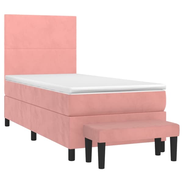 vidaXL Ramsäng med madrass rosa 90x190 cm sammet Rosa