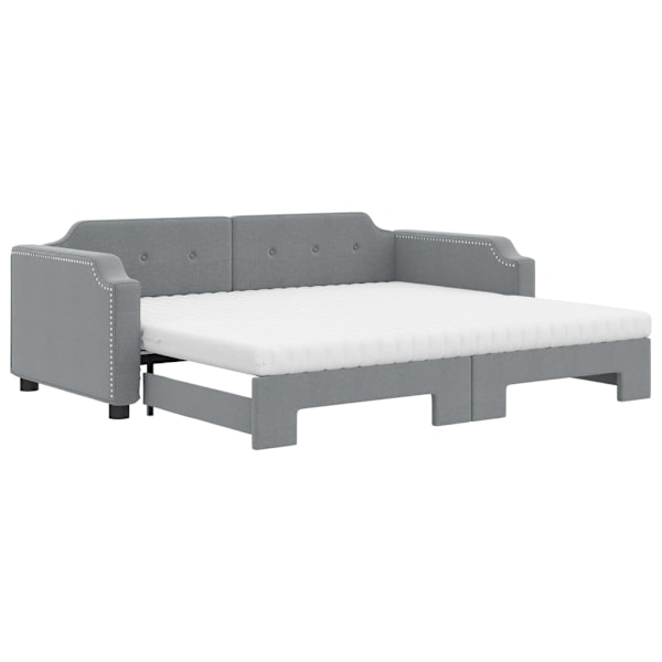 vidaXL Dagbädd med madrasser utdragbar ljusgrå 80x200 cm tyg Grå