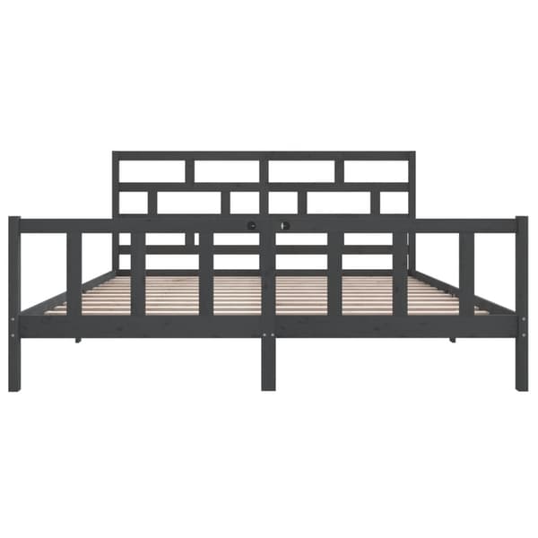 vidaXL Sängram grå massiv furu 180x200 cm Grå