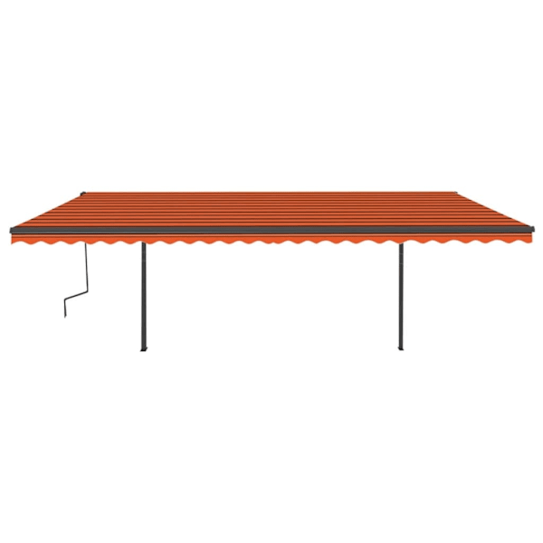 vidaXL Markis med stolpar manuellt infällbar 6x3,5 m orange och brun Flerfärgsdesign