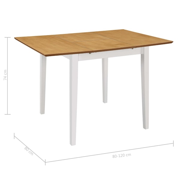 vidaXL Utdragbart matbord (80-120)x80x74 cm vit MDF Vit