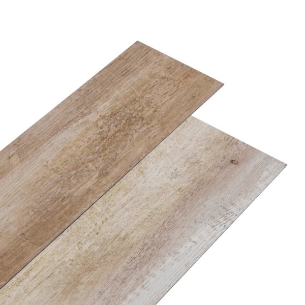 vidaXL PVC-golvbrädor 5,02 m² självhäftande 2 mm kalkfärgat trä Brun