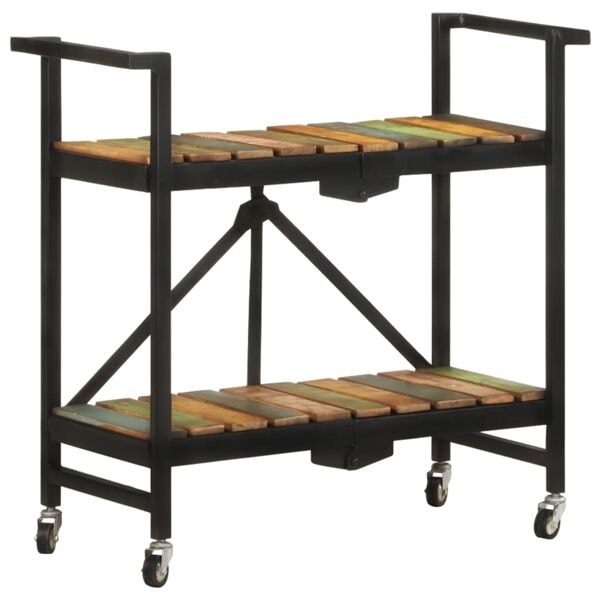 vidaXL Köksvagn 87x36x81 cm massivt återvunnet trä Brun