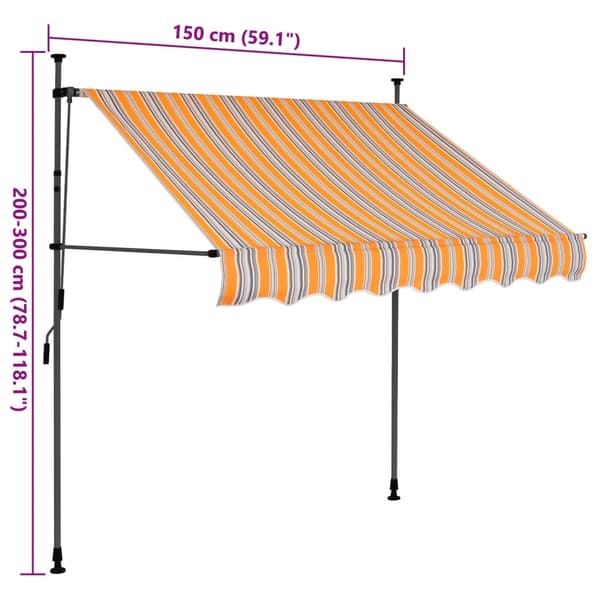 vidaXL Markis manuellt infällbar med LED 150 cm gul och blå multifärg