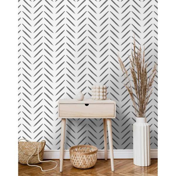 DUTCH WALLCOVERINGS Tapet Chevron svart och vit Vit
