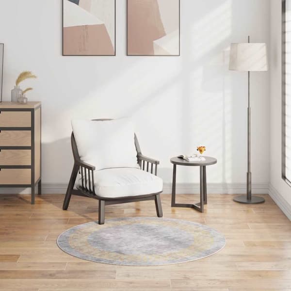 vidaXL Matta tvättbar φ120 cm grå grå