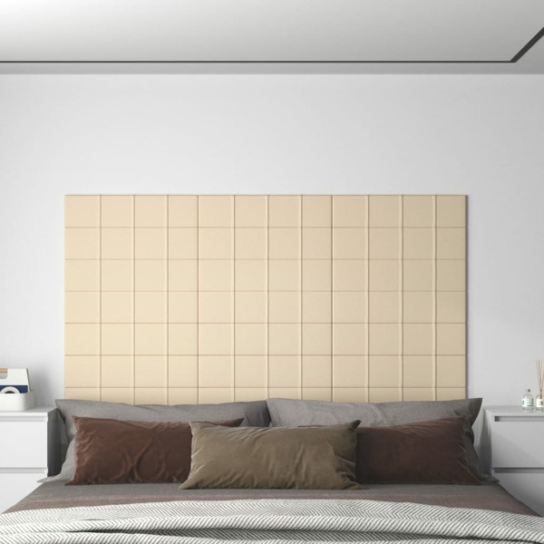 vidaXL Väggpaneler 12 st gräddvit 60x15 cm tyg 1,08 m Kräm