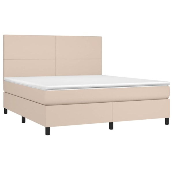 vidaXL Ramsäng med bäddmadrass cappuccino 180x200 cm konstläder Brun