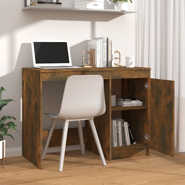 vidaXL Skrivbord rökfärgad ek 100x50x76 cm konstruerat trä Brun