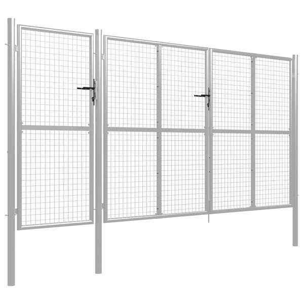 vidaXL Trädgårdsgrind stål 400x150 cm silver Silver