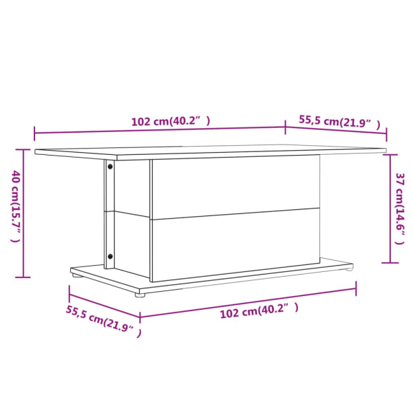 vidaXL Soffbord rökfärgad ek 102x55,5x40 cm spånskiva Brun