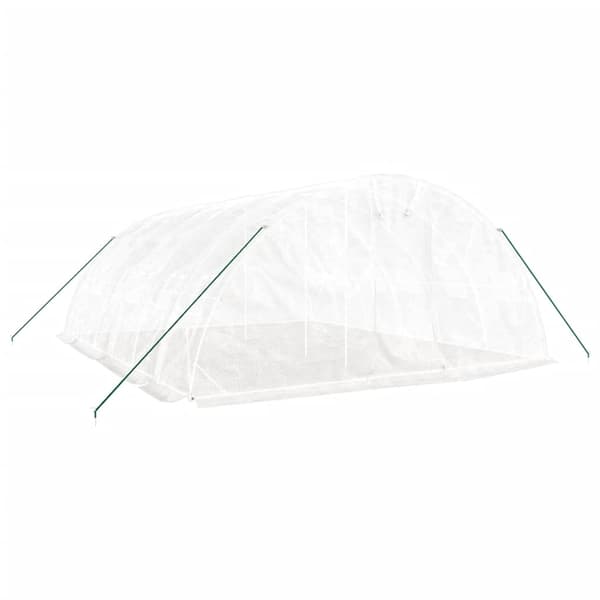 vidaXL Växthus med stålram vit 30 m² 6x5x2,3 m Vit