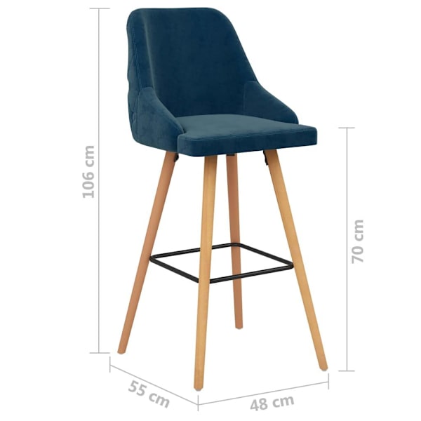 vidaXL Barstolar 2 st blå sammet Blå