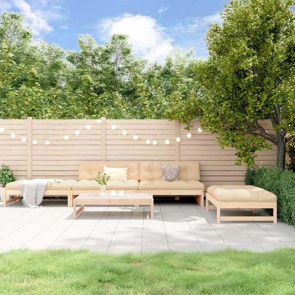 vidaXL Loungegrupp för trädgården med dynor 5 delar massivt trä Brun