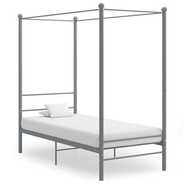 vidaXL Himmelsäng grå metall 90x200 cm grå