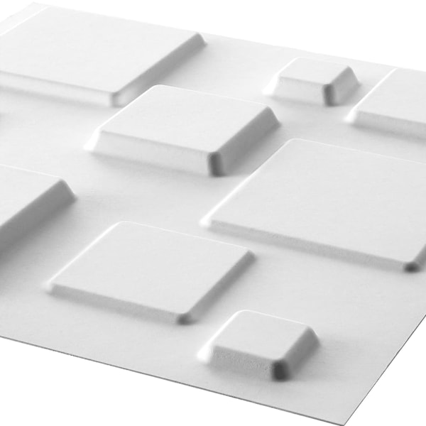 WallArt Väggpanel 3D Squares 12 st GA-WA09 Vit