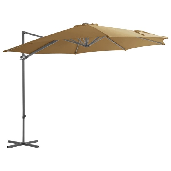 vidaXL Frihängande trädgårdsparasoll med stålstång taupe 300 cm Taupe