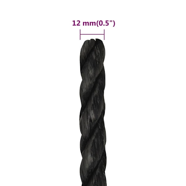 vidaXL Rep svart 12 mm 50 m polypropen