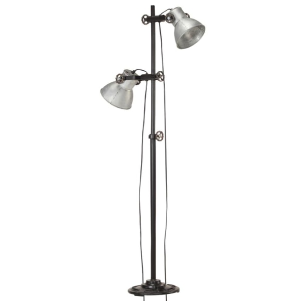 vidaXL Golvlampa med 2 lampskärmar silver E27 gjutjärn Silver