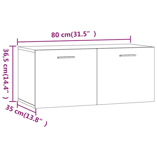 vidaXL Väggskåp rökfärgad ek 80x35x36,5 cm konstruerat trä Brun