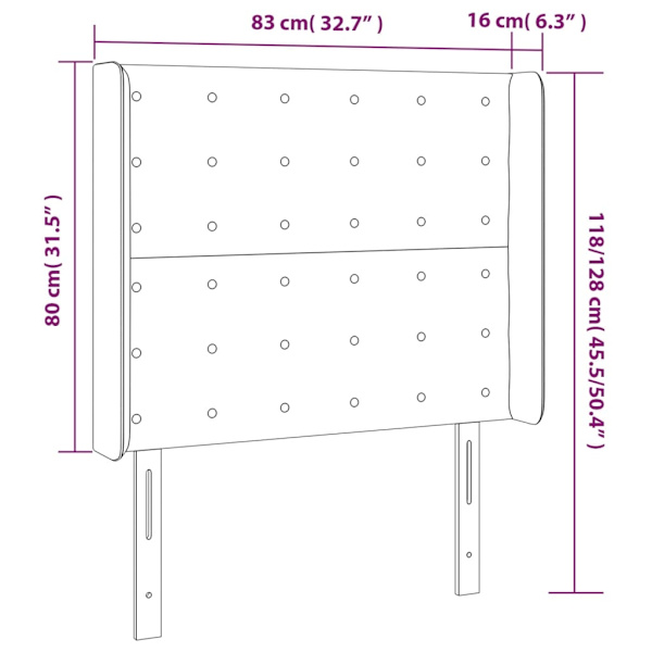 vidaXL Sänggavel med kanter vit 83x16x118/128 cm konstläder Vit