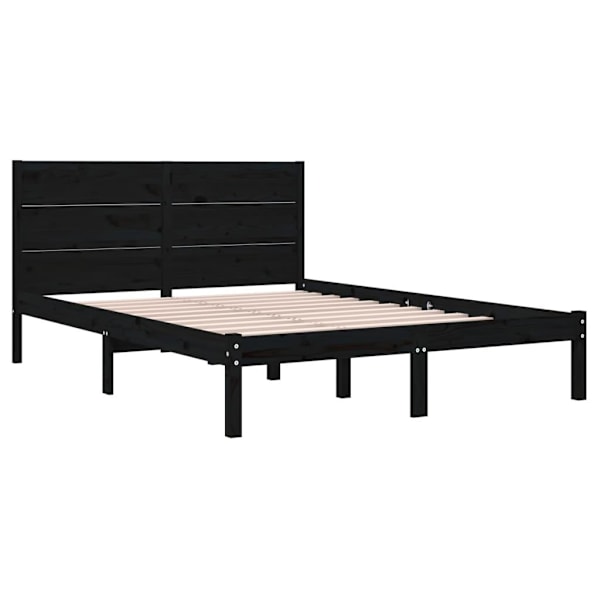 vidaXL Sängram svart massiv furu 120x200 cm Svart