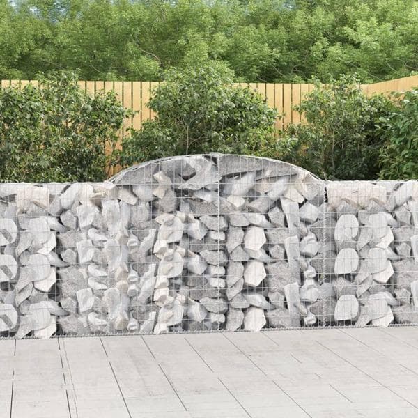 vidaXL Gabioner bågformade 6 st 300x30x100/120 cm galvaniserat järn Silver