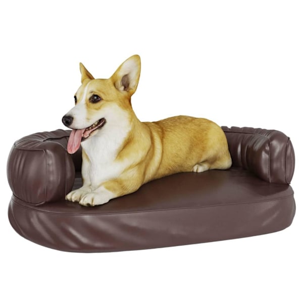 vidaXL Ergonomisk hundbädd brun 60x42 cm konstläder Brun
