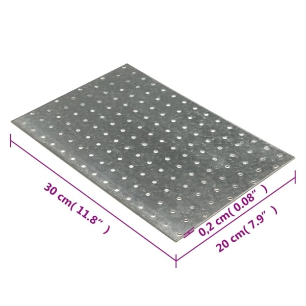 vidaXL Hålplatta 20 st 2 mm 300x200 mm galvaniserat stål