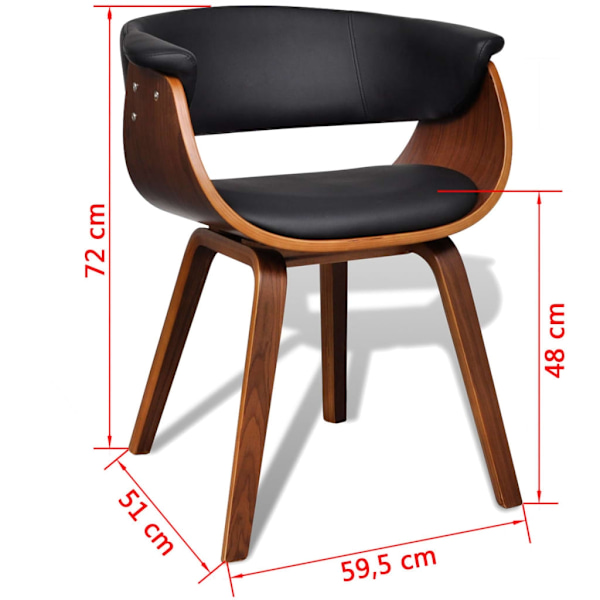 vidaXL Matstol modern konstläder med träram 6-pack Svart