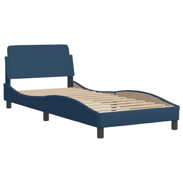 vidaXL Säng med madrass blå 90x200 cm tyg Blå