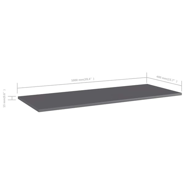 vidaXL Hyllplan 4 st grå högglans 100x40x1,5 cm konstruerat trä grå