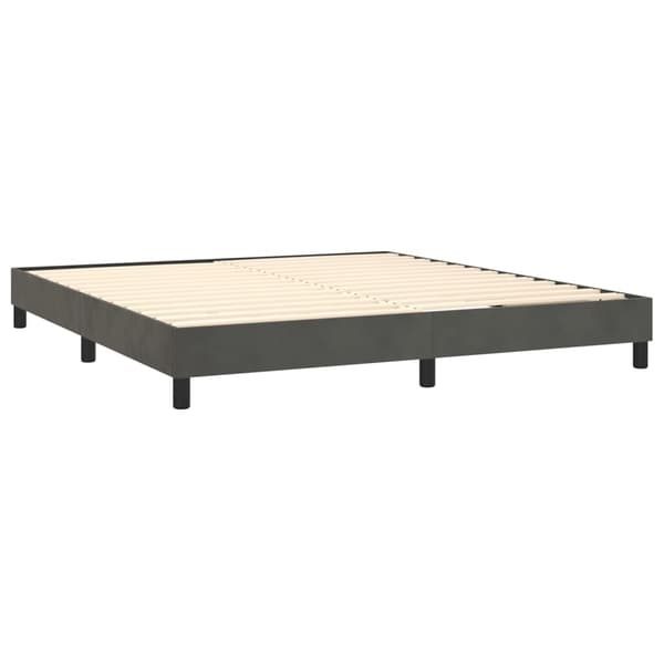 vidaXL Ramsäng med madrass & LED mörkgrå 180x200 cm sammet Grå
