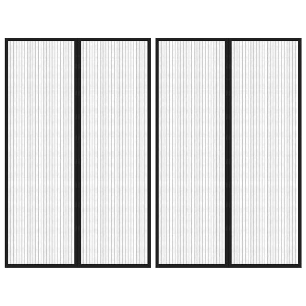 vidaXL Insektsdraperier 2 st med magneter svart 220x130 cm Svart