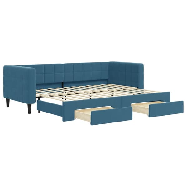 vidaXL Dagbädd utdragbar med lådor blå 80x200 cm sammet Blå