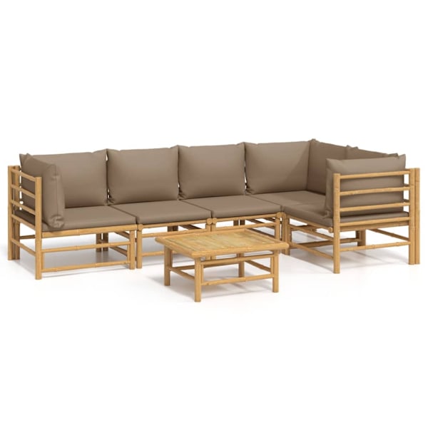vidaXL Loungegrupp 6 delar taupe dynor bambu Brun