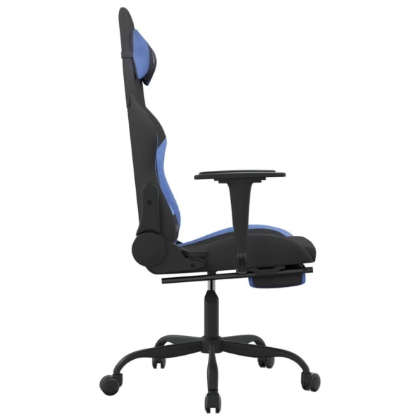 vidaXL Gamingstol med fotstöd och massage svart och blå tyg Blå