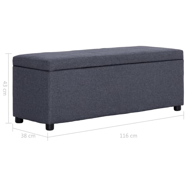 vidaXL Bänk med förvaringsutrymme 116 cm mörkgrå polyester grå