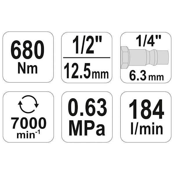 YATO Tryckluftsdriven mutterdragare 1/2" 680Nm