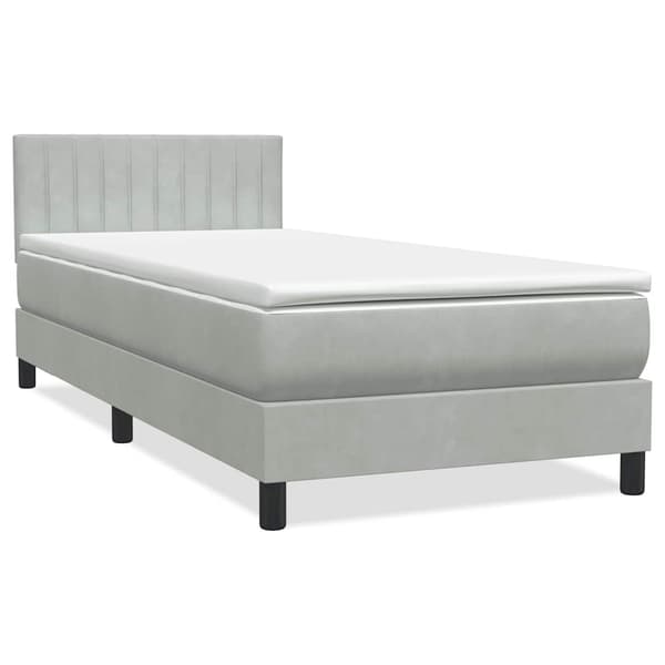 vidaXL Ramsäng med madrass ljusgrå 90x210 cm sammet Grå